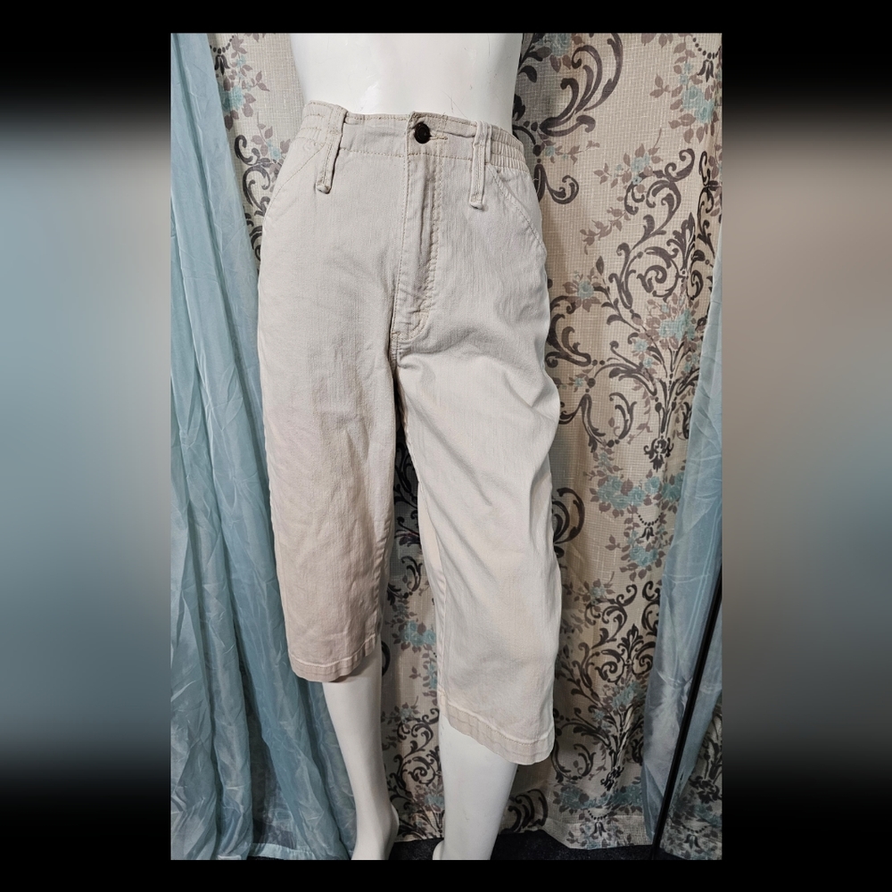 Lee Side Elastic Waist 6 Petite Khaki Denim Jeans Capri